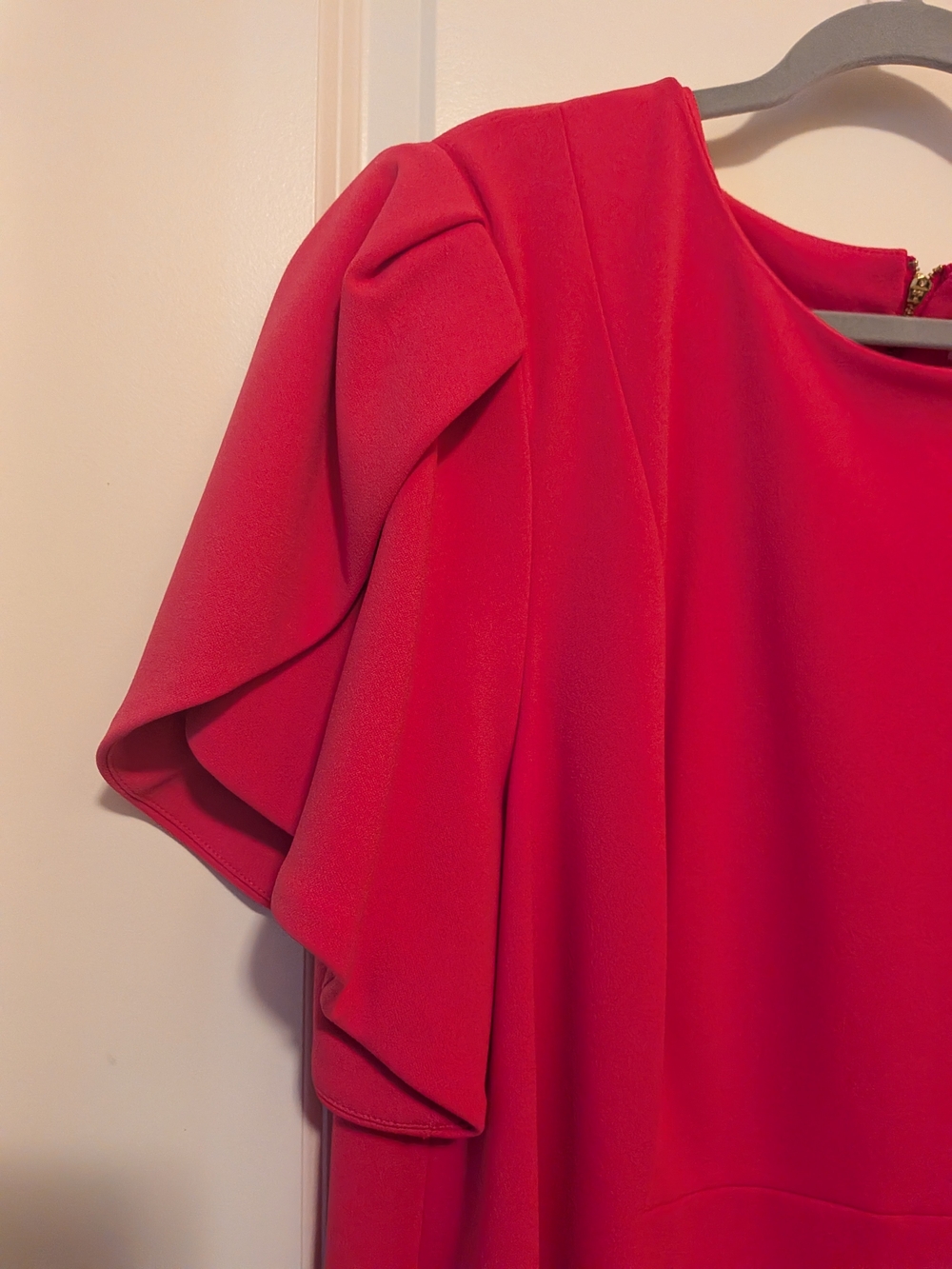 Calvin Klein Hot Pink Puff-Sleeve Midi Dress - Picture 3 of 5